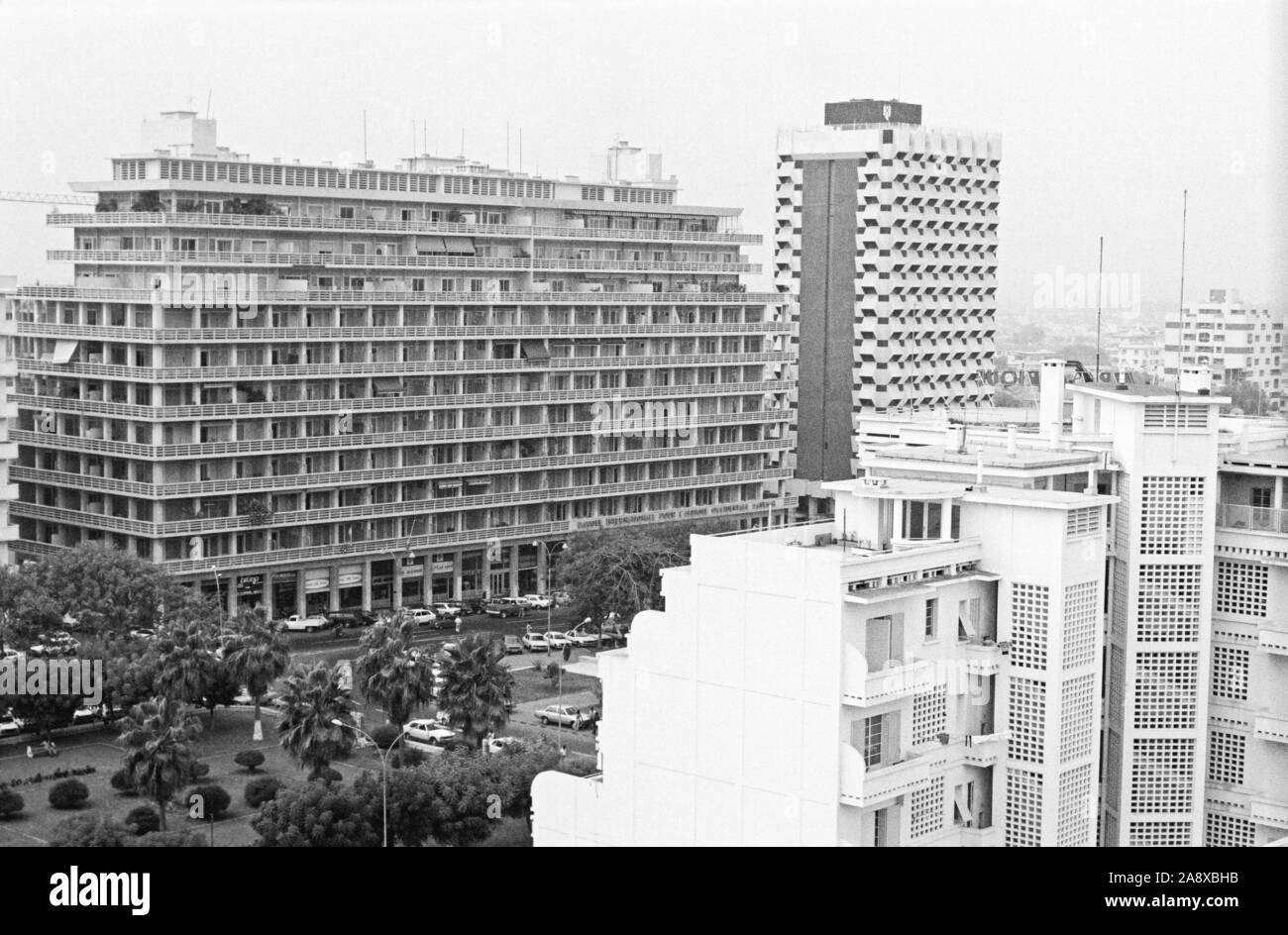 Dakar (Senegal) Immeuble BIAO, Place de l'indépendance de 1973 Stockfoto