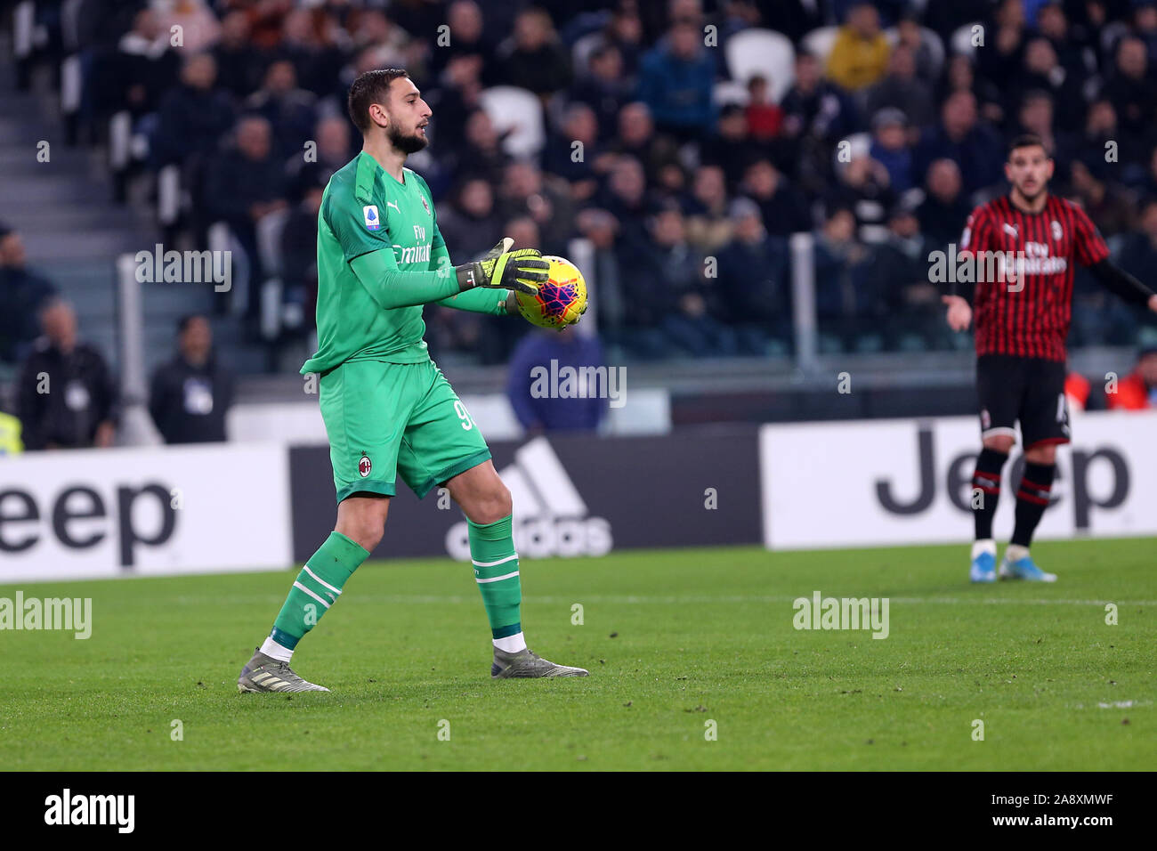 Torino, Italien. 10. Novembre 2019. Italienische Serie A Juventus FC vs AC Mailand. Gianluigi Donnarumma des AC Mailand. Stockfoto