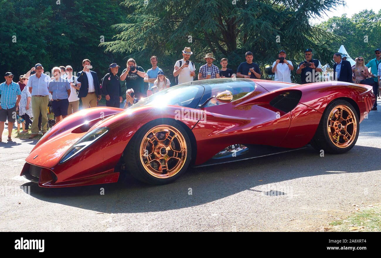 De Tomaso P 72 italienischen Supersportwagen in Goodwood Festival der Geschwindigkeit, 2019 Stockfoto