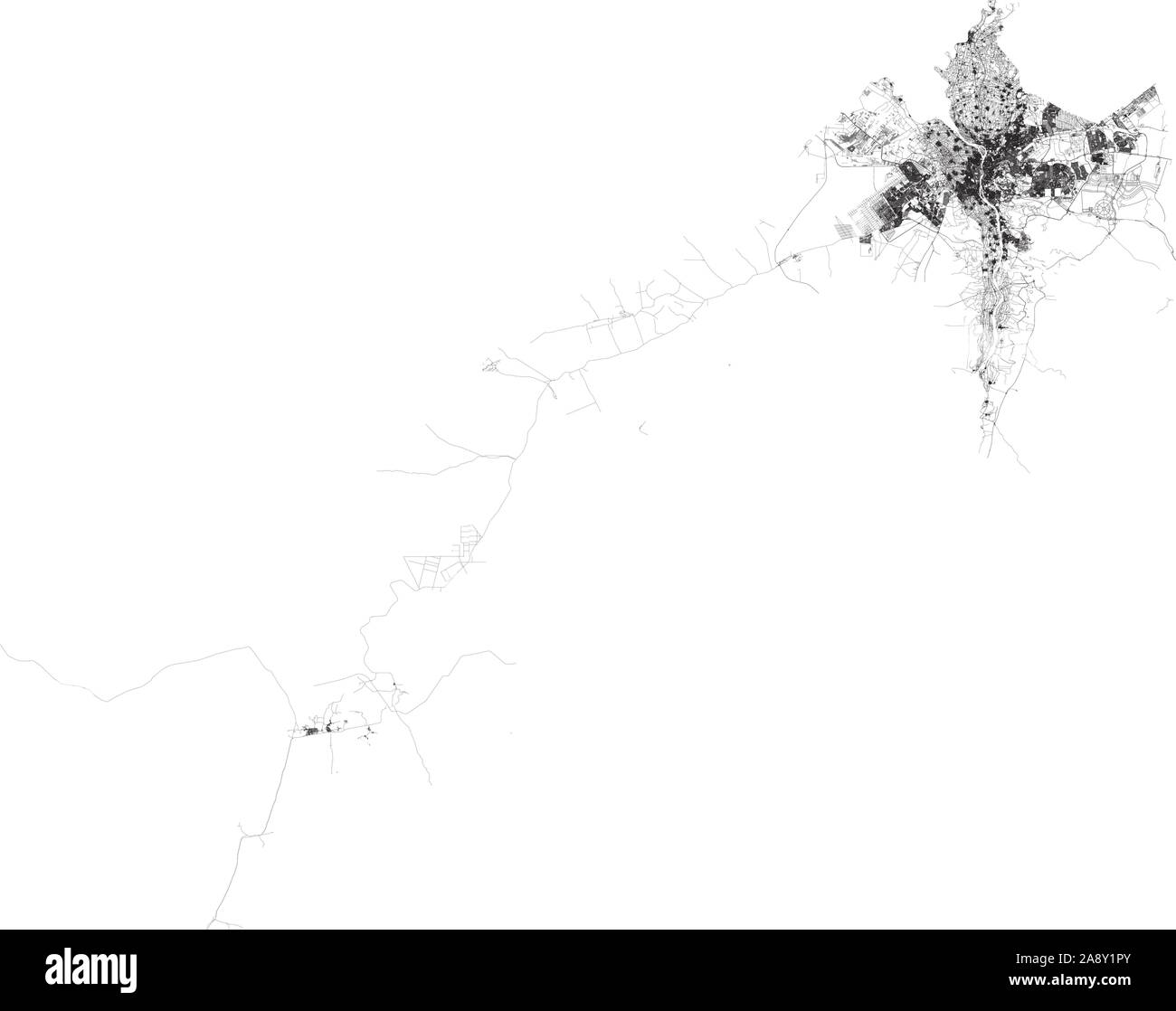 Satelliten Karte von Gouvernoraten Ägyptens, Kairo Governorate, Gizeh und al-Minufiyya Governatorat, Karte von den Straßen ring Straßen und Autobahnen, Flüsse. Verkehr Stock Vektor