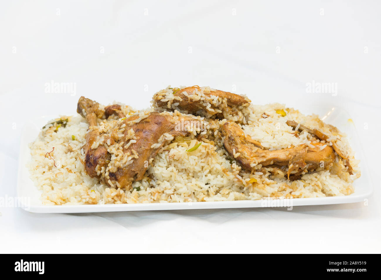 Nawabi Chicken Biryani mit Premium Qualität perfuemed Reis. Stockfoto