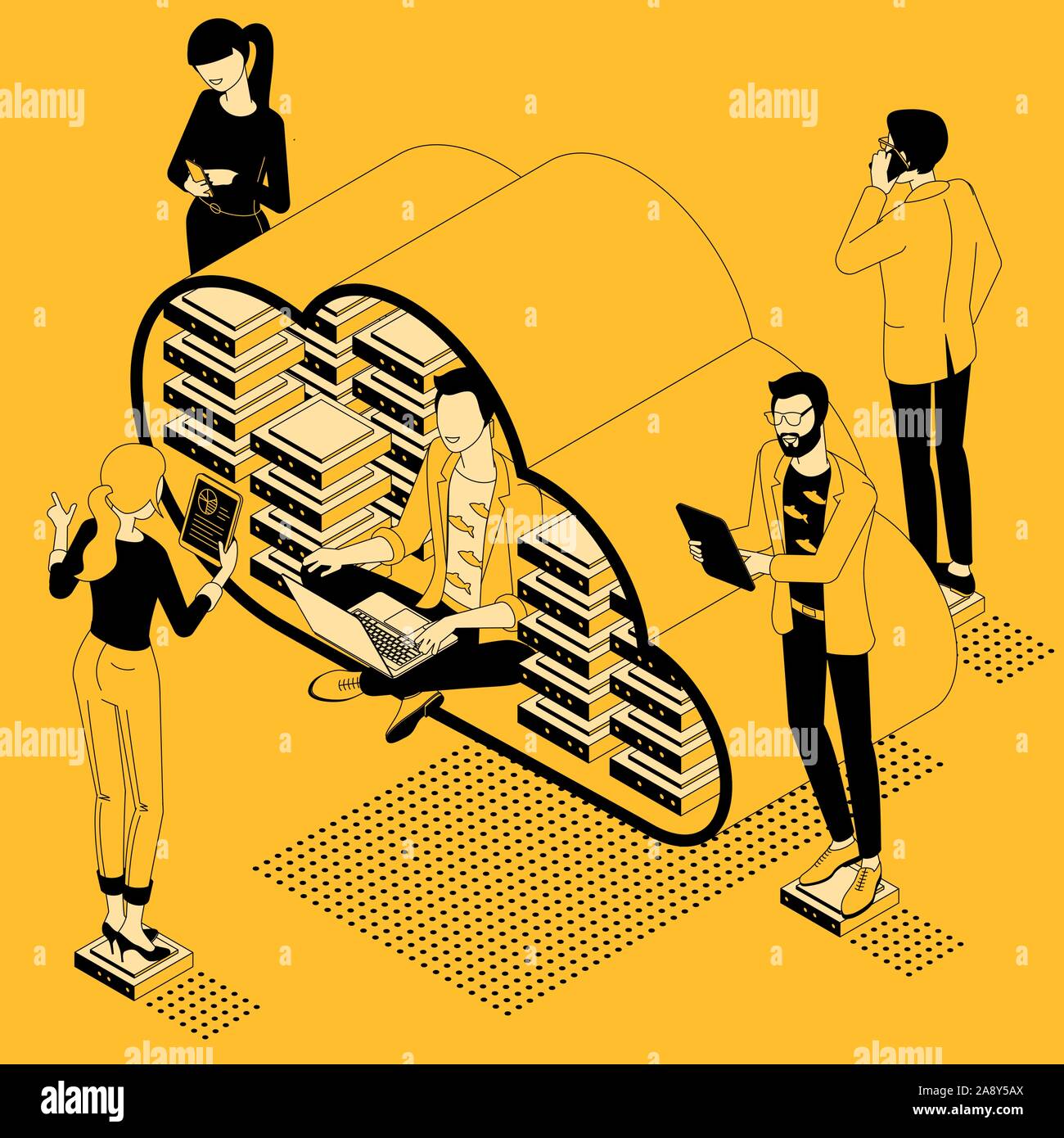 Isometrische Konzept für Cloud Service Stock Vektor