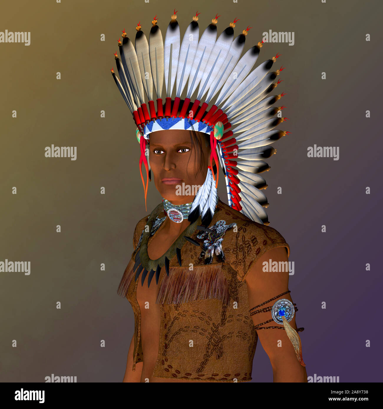 Indische hohe Bär - Die American Indian ist ein Mitglied einer indigenen Zivilisation, war ein Jagen und Sammeln Gruppe von Menschen. Stockfoto