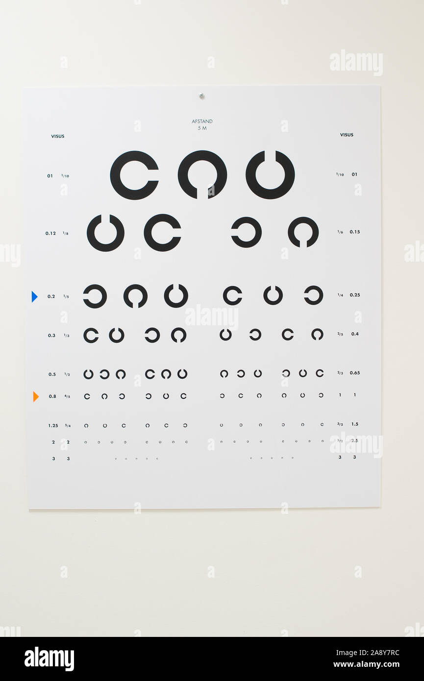 Auge Test Chart in einer Klinik Stockfoto