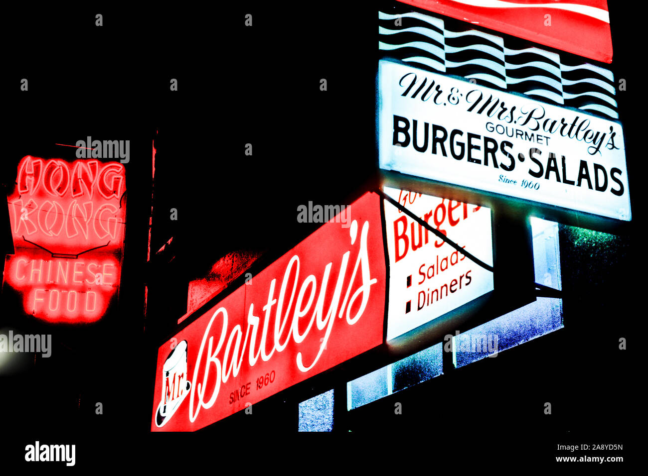 Schild am berühmten Herr und Frau Bartley die Burger in Harvard Square, Cambridge, MA Stockfoto