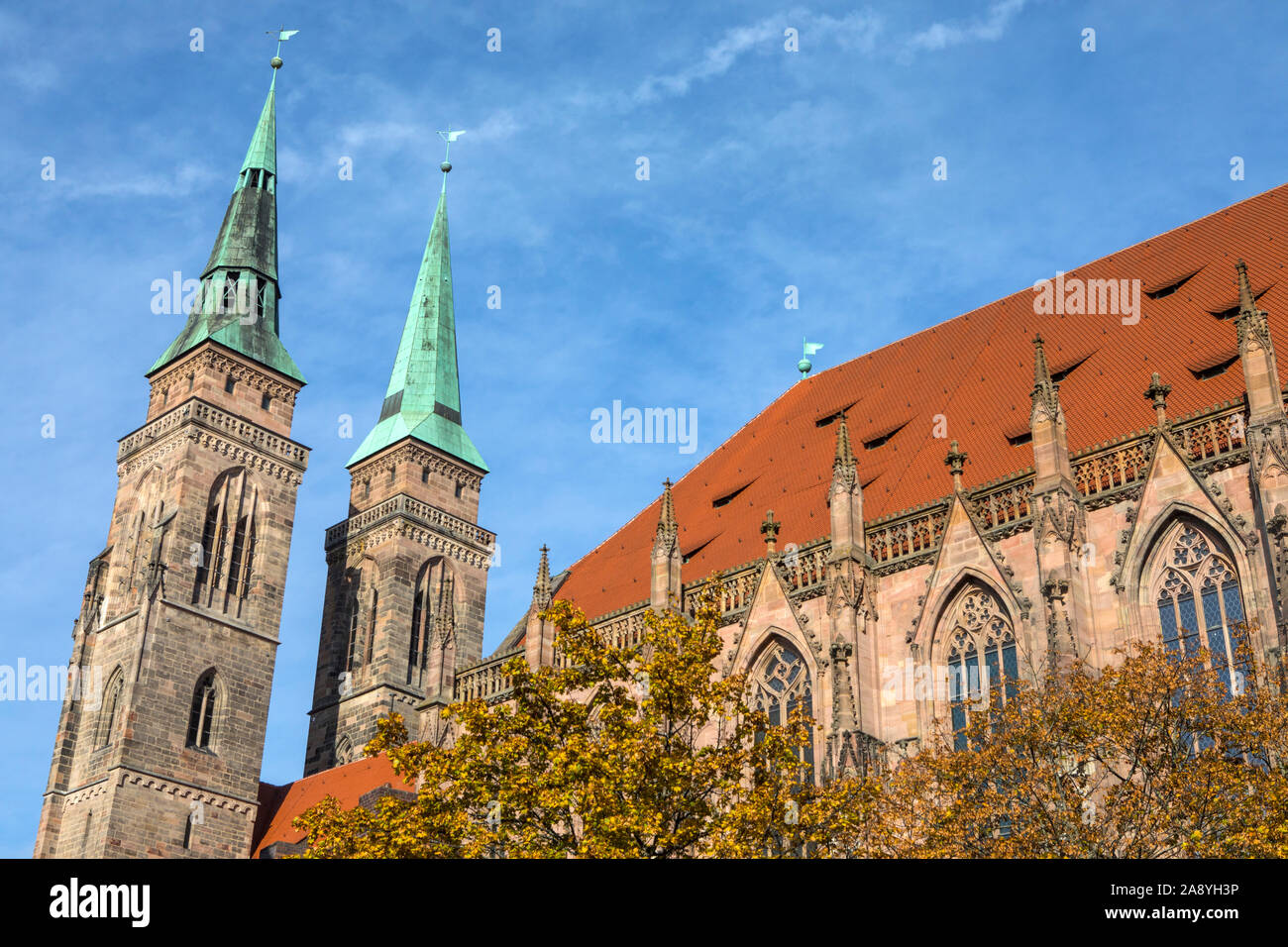 Die prächtige St. Sebaldus Kirche in der Stadt Nürnberg in Deutschland. Stockfoto