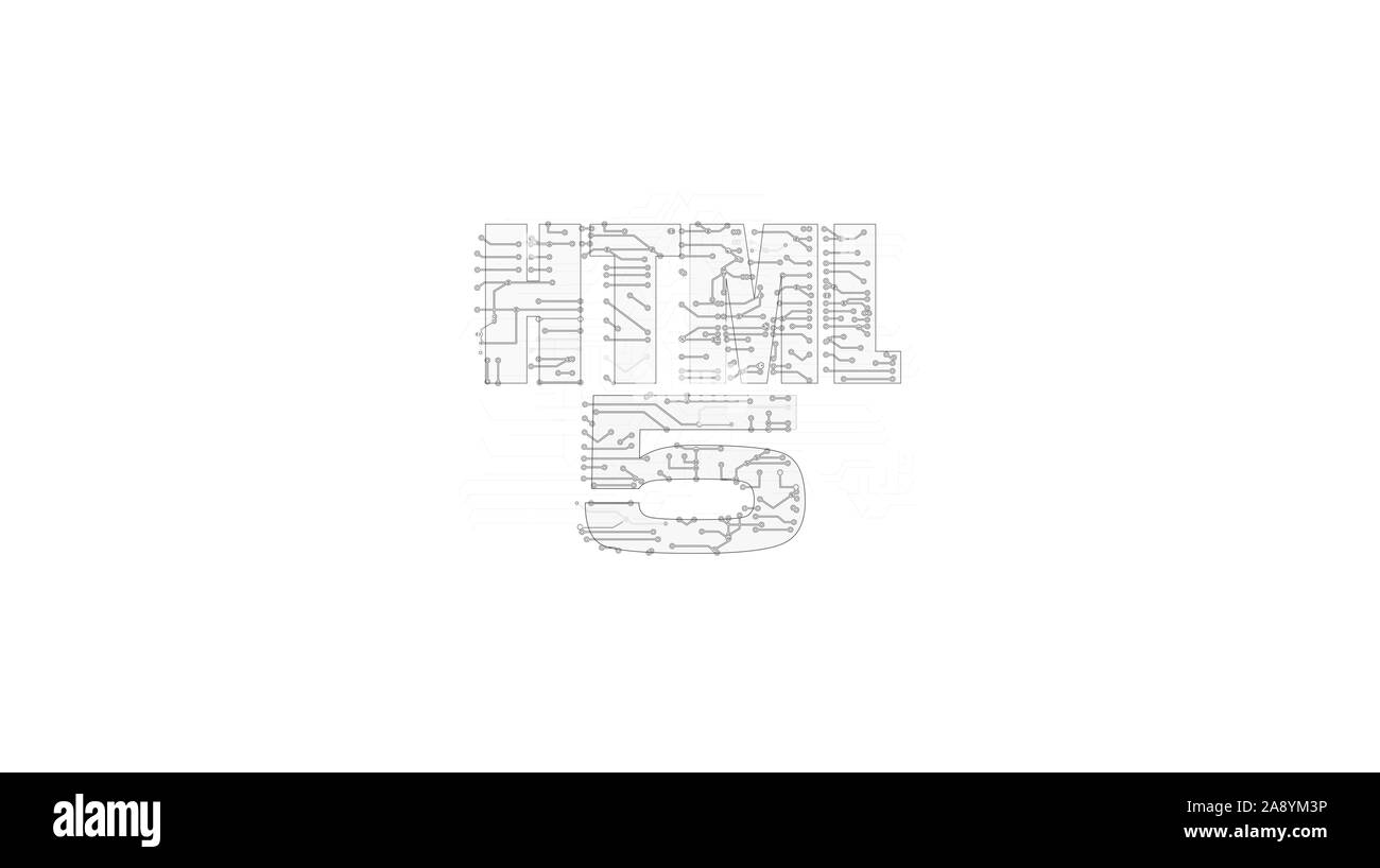 HTML5-Symbol futuristische Hologramm 3D Rendering Illustration. Abstrakte Digitale intro Hintergrund. Konzept der Programmiersprache, Software, Programmierung und ich Stockfoto
