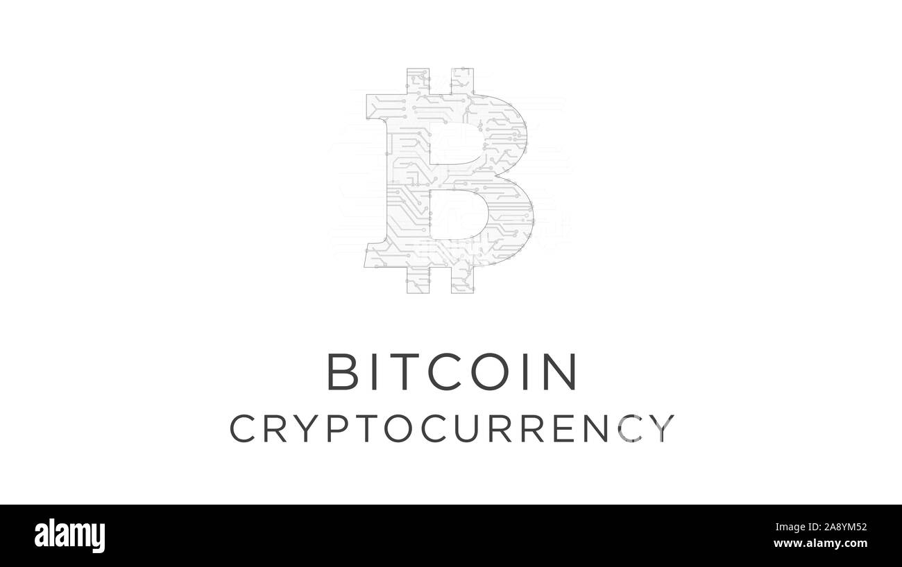 Bitcoin futuristische 3D Rendering Illustration. Abstrakte Digitale intro Hintergrund. Konzept der Internet crypto Währung, blockchain Technologie- und Virtua Stockfoto