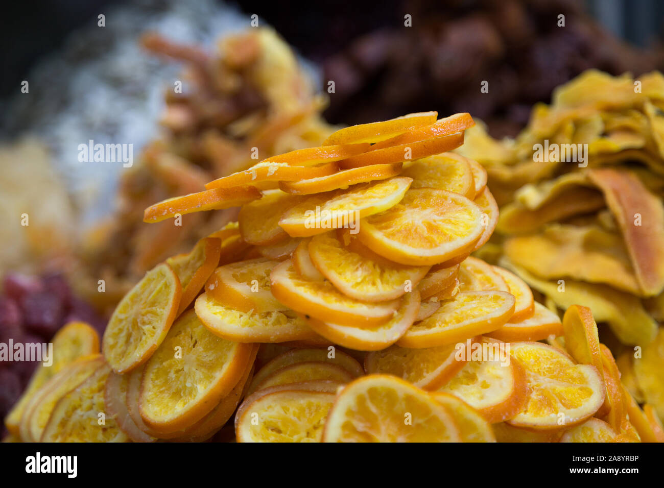 Getrocknete Früchte für den Verkauf in israelischen Markt Stockfoto