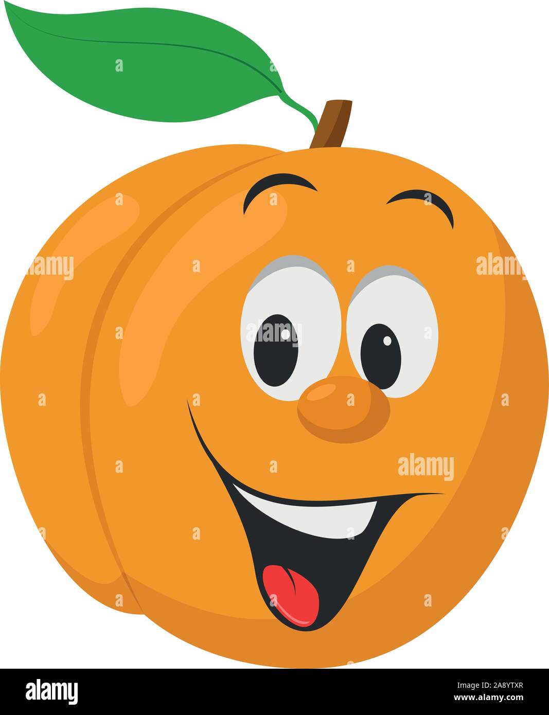 Früchte Zeichen Sammlung: Vector Illustration eines lustigen und lächelnd Pfirsich Charakter. Stock Vektor