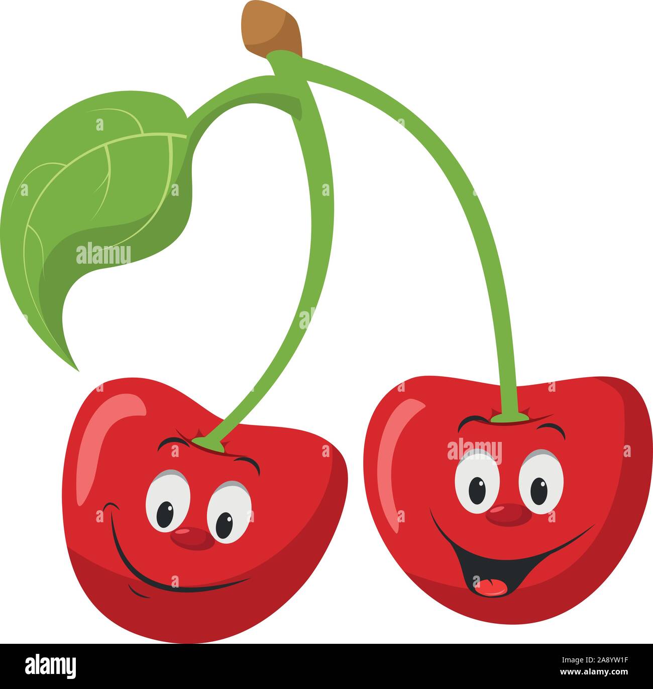 Früchte Zeichen Sammlung: Vector Illustration eines lustigen und lächelnd paar Kirschen Charakter. Stock Vektor