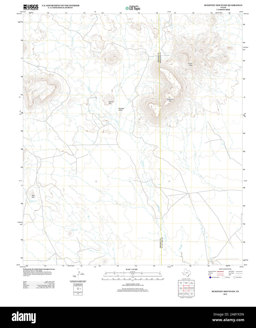 USGS TOPO Karte Texas TX McKinney Berg 20121220 TM Wiederherstellung Stockfoto