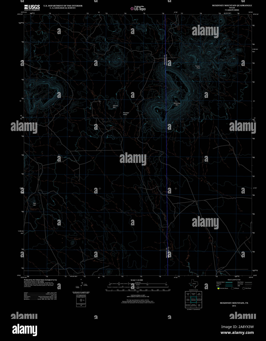 USGS TOPO Karte Texas TX McKinney Berg 20121220 TM invertiert Wiederherstellung Stockfoto