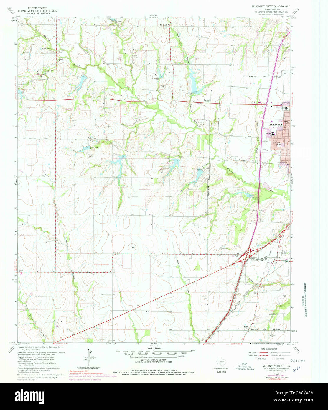 USGS TOPO Karte Texas TX McKinney West 109641 1960 24000 Wiederherstellung Stockfoto