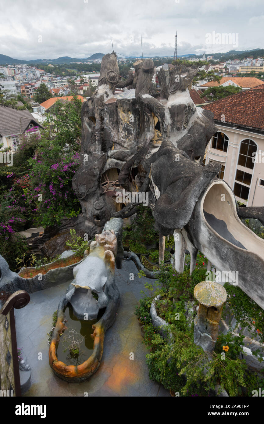 Interessante Architektur an Crazy House in Dalat/Da Lat Vietnam Stockfoto