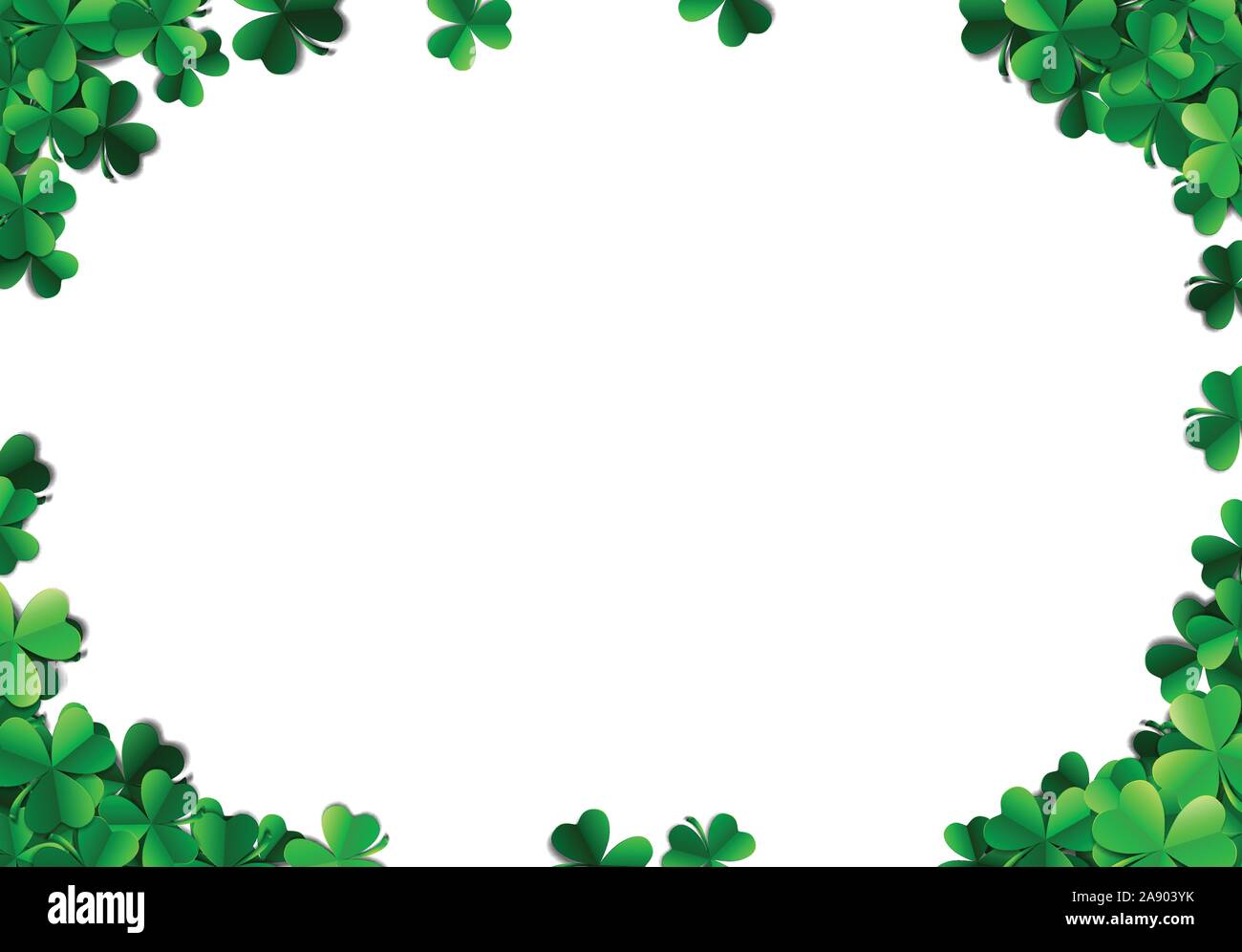 Saint Patricks Day Hintergrund mit gesprüht grünen Klee Blätter oder Shamrocks Stock Vektor