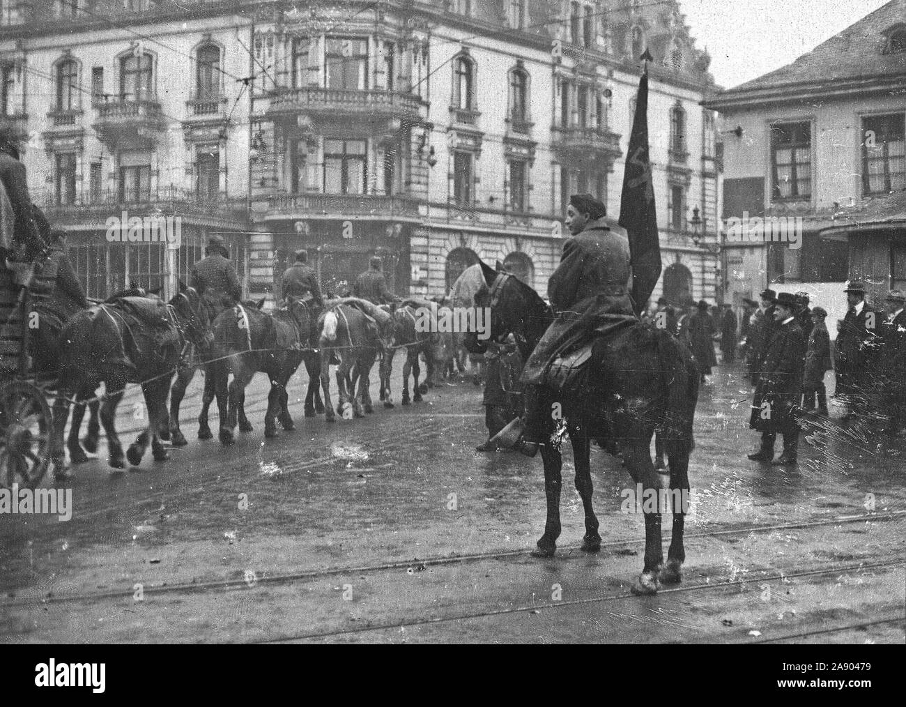 Der besatzungsarmee - Eintrag der amerikanischen Truppen, Dez. 2, 1918, Trier, Deutschland Stockfoto
