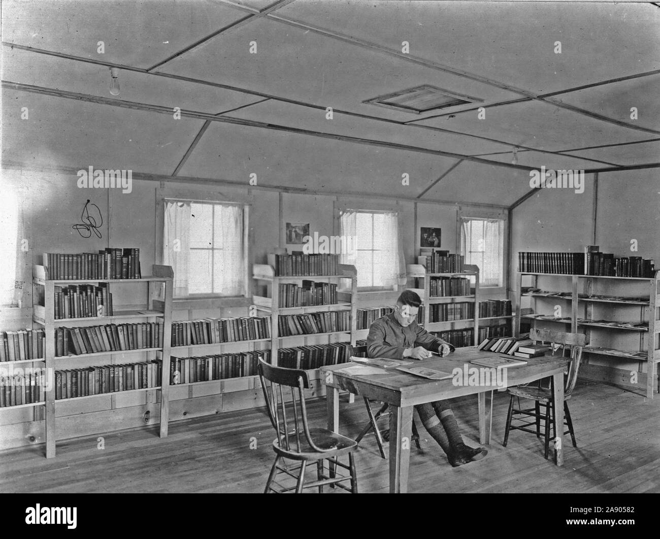 1918 - Bibliothek, Plattsburg Kasernen, N.Y Stockfoto