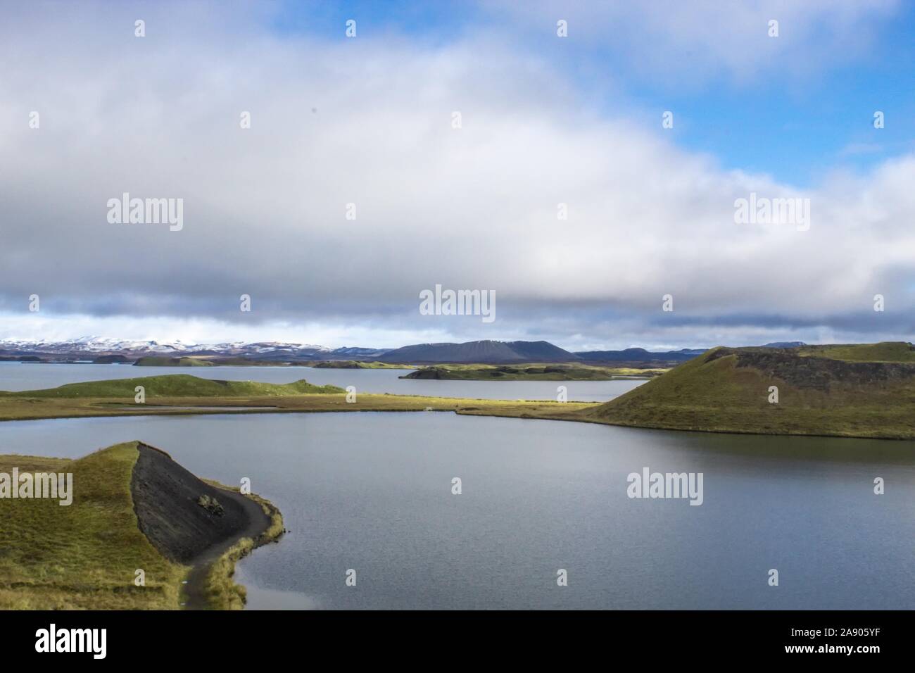 Skutustaoagigar Krater in den See Myvatn, Island Stockfoto