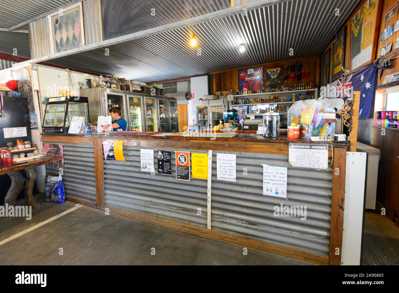 Innerhalb der beliebten Outback Pub Sheepyard Inn, die grawin, Lightning Ridge, New South Wales, NSW, Australien Stockfoto