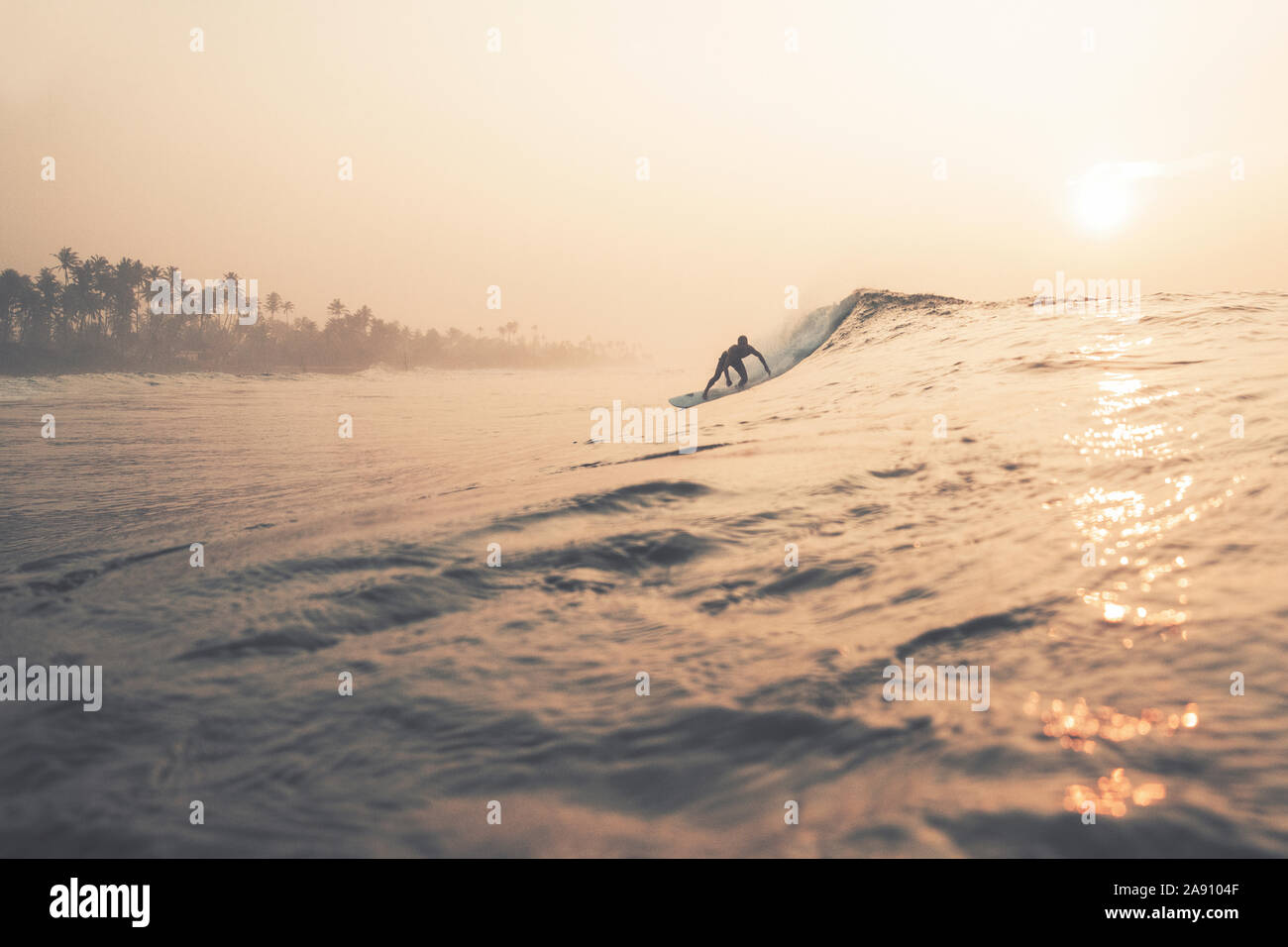 Silhouette der surfer Stockfoto