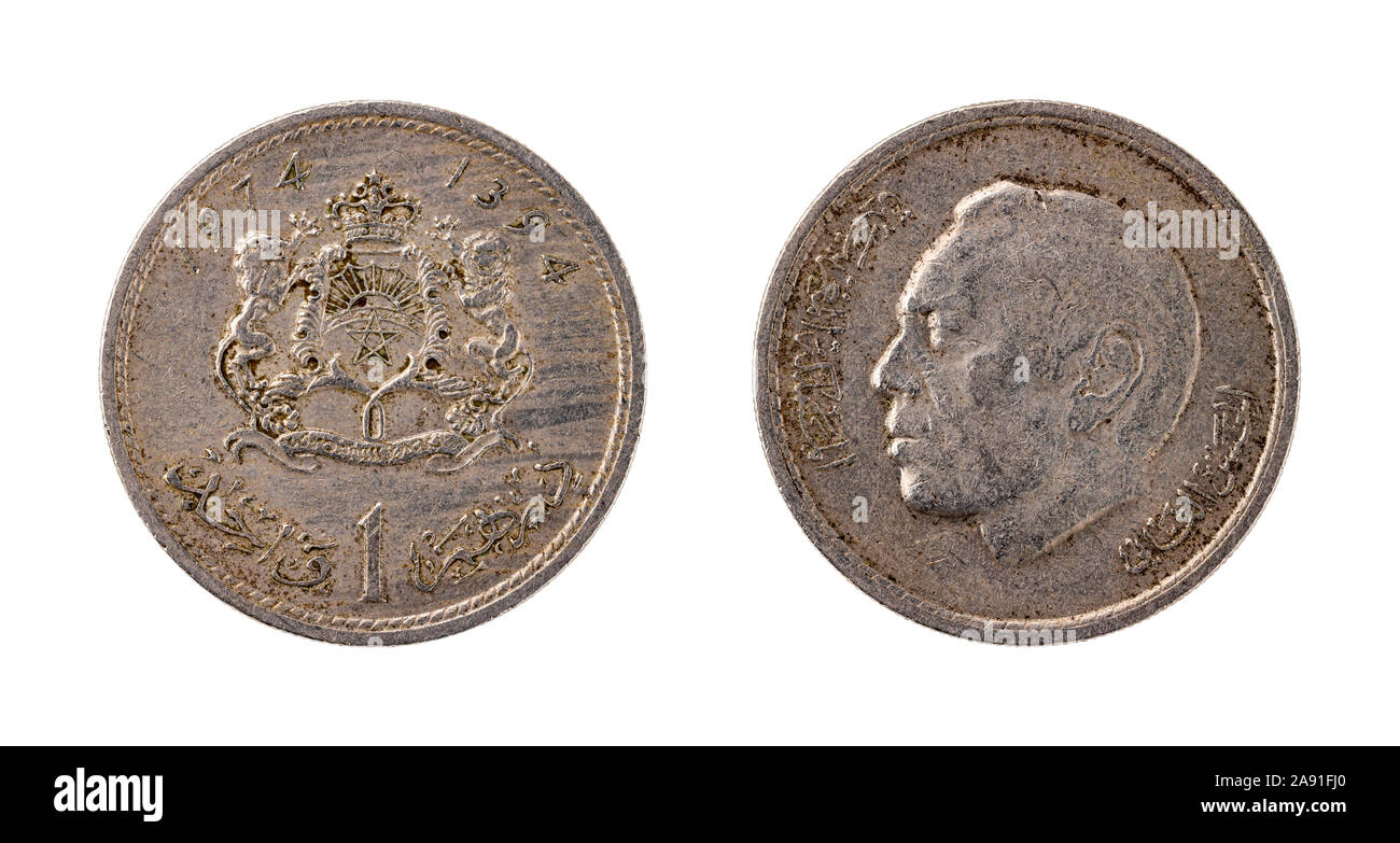 1 Dirham Münze aus Marokko Stockfoto