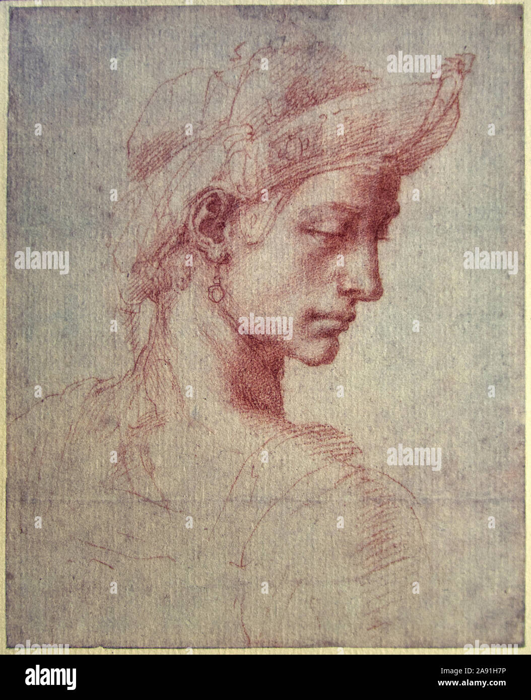 "Ideale Kopf' von Michelangelo Buonarroti. 1478-1564 Stockfoto