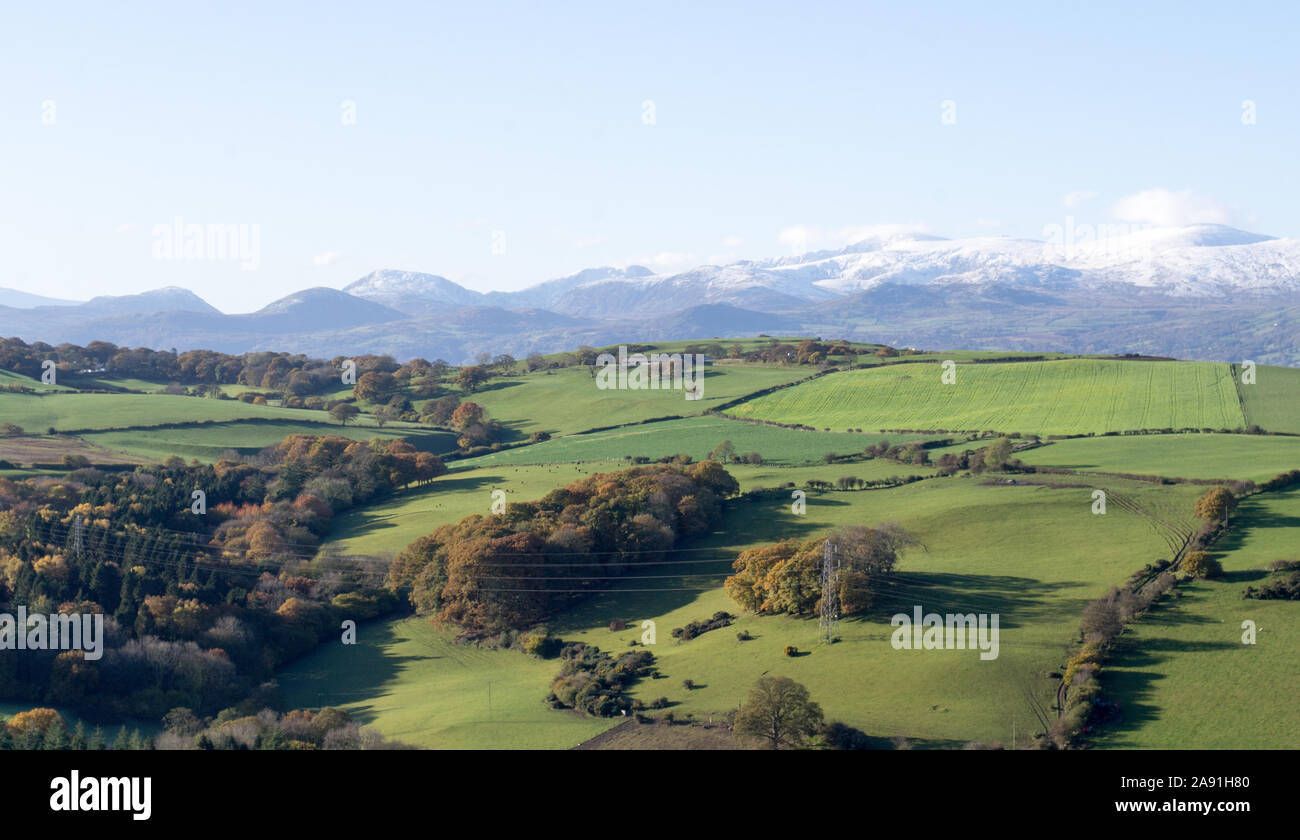 Blick Richtung Snowdonia Bergkette im Norden von Wales Stockfoto