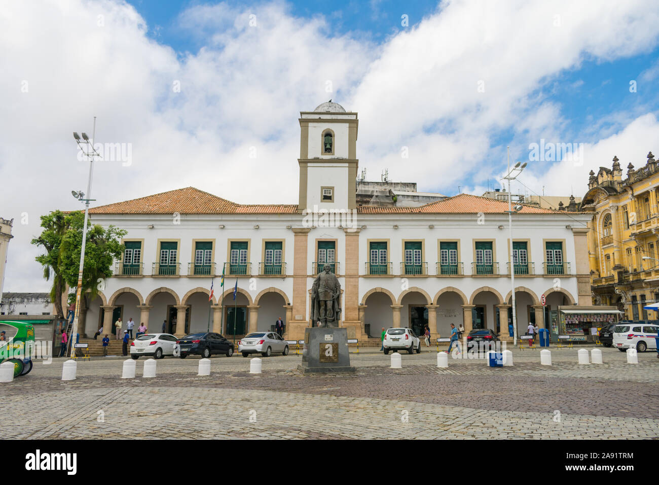 Salvador kommunalen Kammer, koloniale Gebäude, in dem sich auch eine freie Museum bei Tome de Souza Square Stockfoto