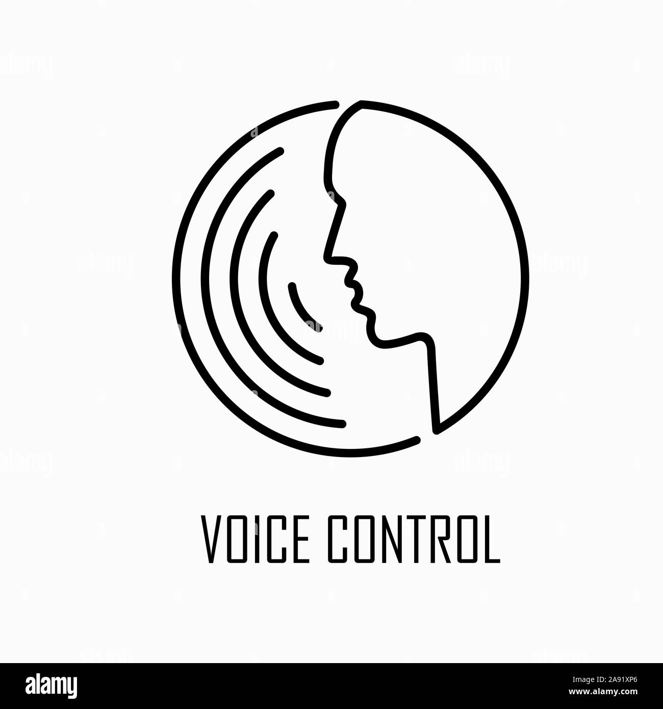 Voice Control Symbol Einfache falt Outline style Abbildung. Stock Vektor