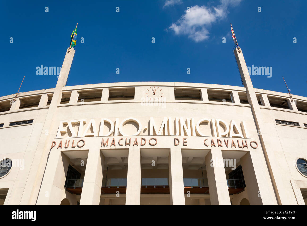 Pacaembu-stadion (Estadio Municipal Paulo Machado de Carvalho). Ort, an dem professionellen Fußball Spiele statt einer Stockfoto