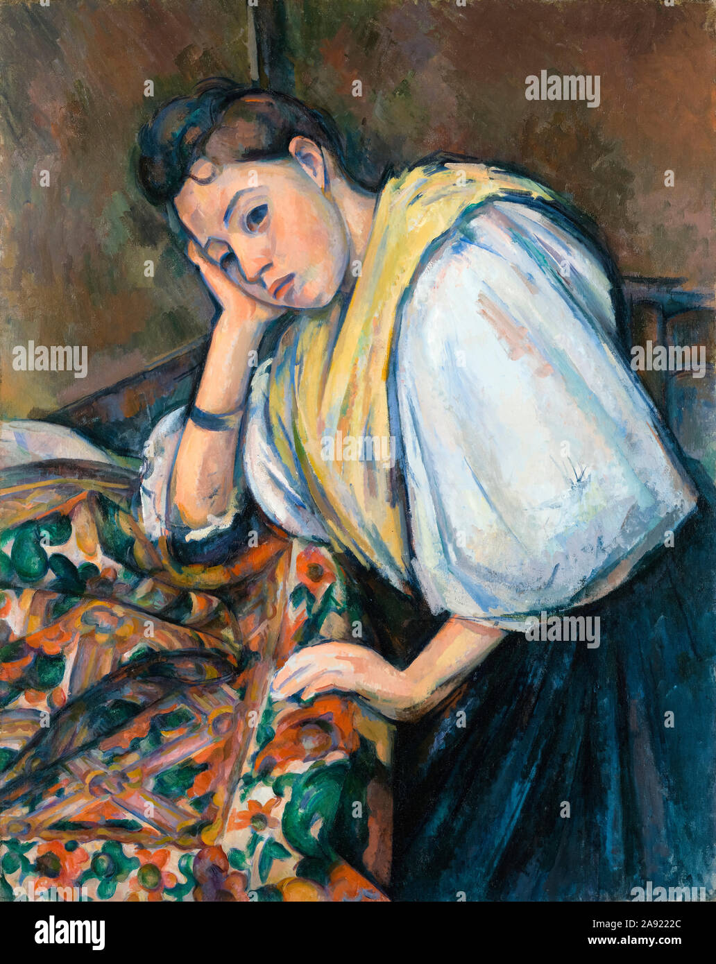 Paul Cezanne, junge italienische Frau an einem Tisch, Malerei, 1895-1900 Stockfoto