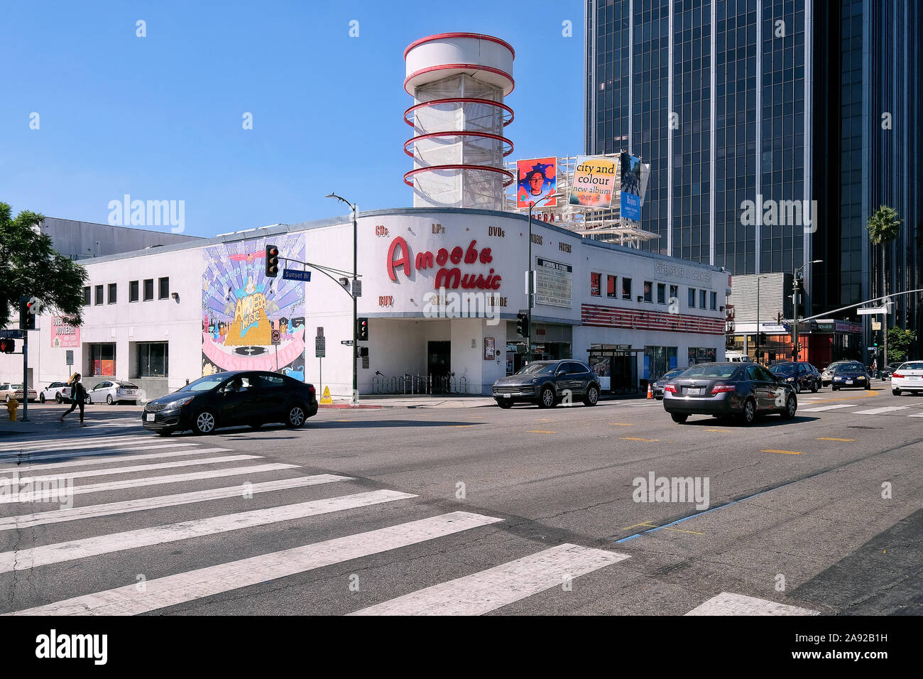 Amöbe Musik, Record store am Sunset Boulevard, Hollywood, Los Angeles, Kalifornien, USA Stockfoto