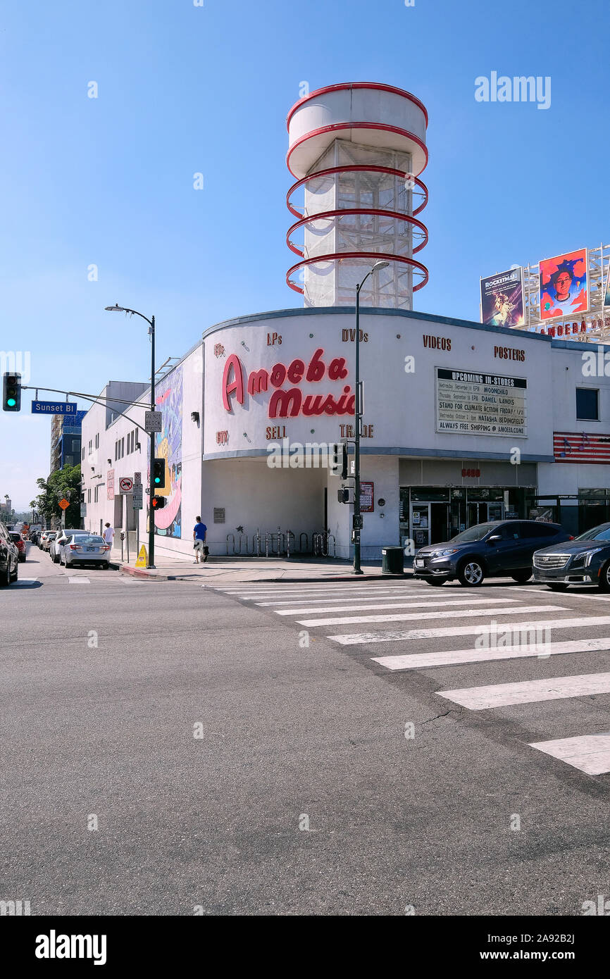 Amöbe Musik, Record store am Sunset Boulevard, Hollywood, Los Angeles, Kalifornien, USA Stockfoto