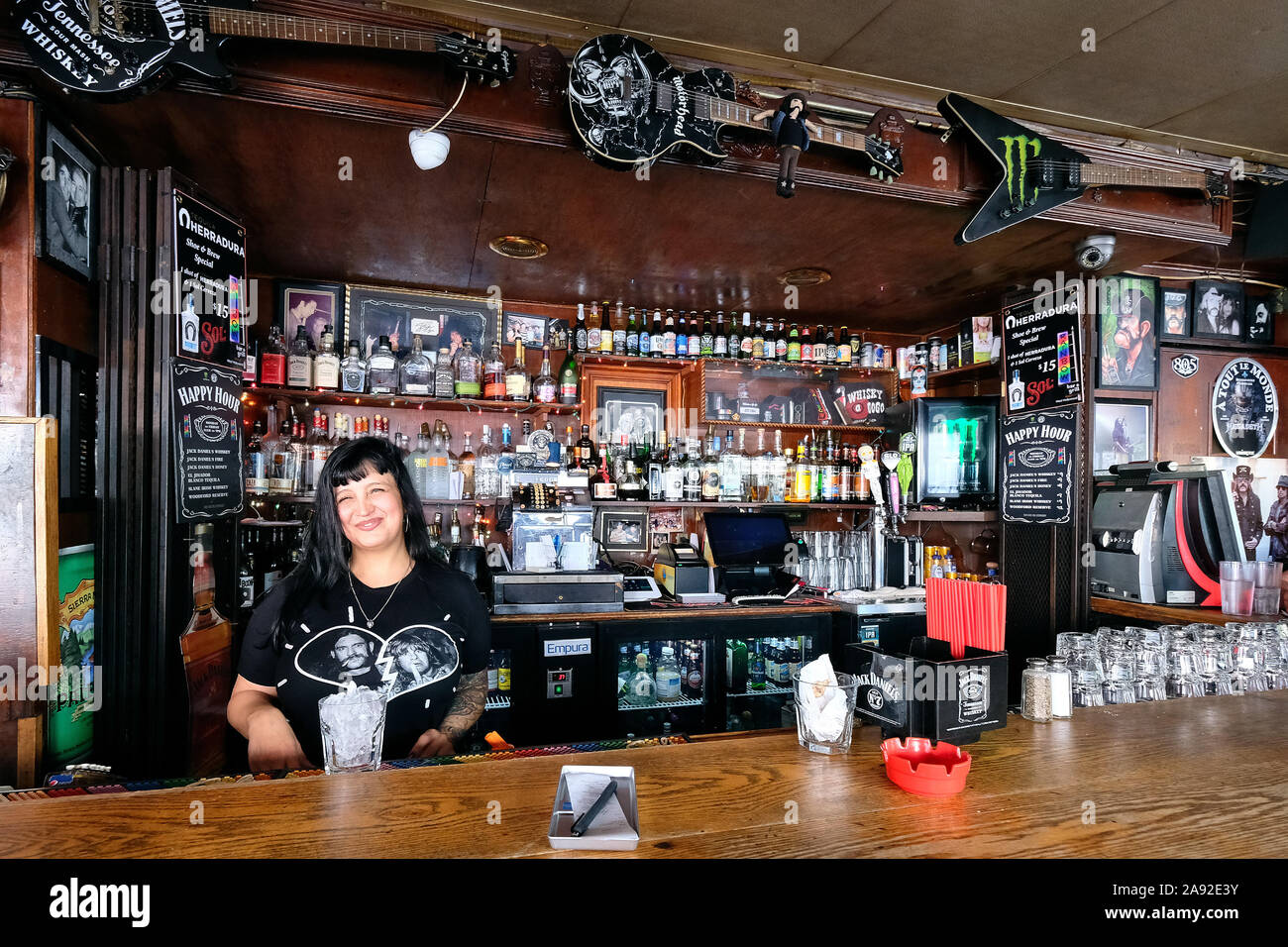 Rainbow Bar and Grill, legendäres Restaurant und Bar am Sunset Strip in West Hollywood. Heimstadion des verstorbenen Motoerhead-Frontmannes Lemmy Kilmister Stockfoto