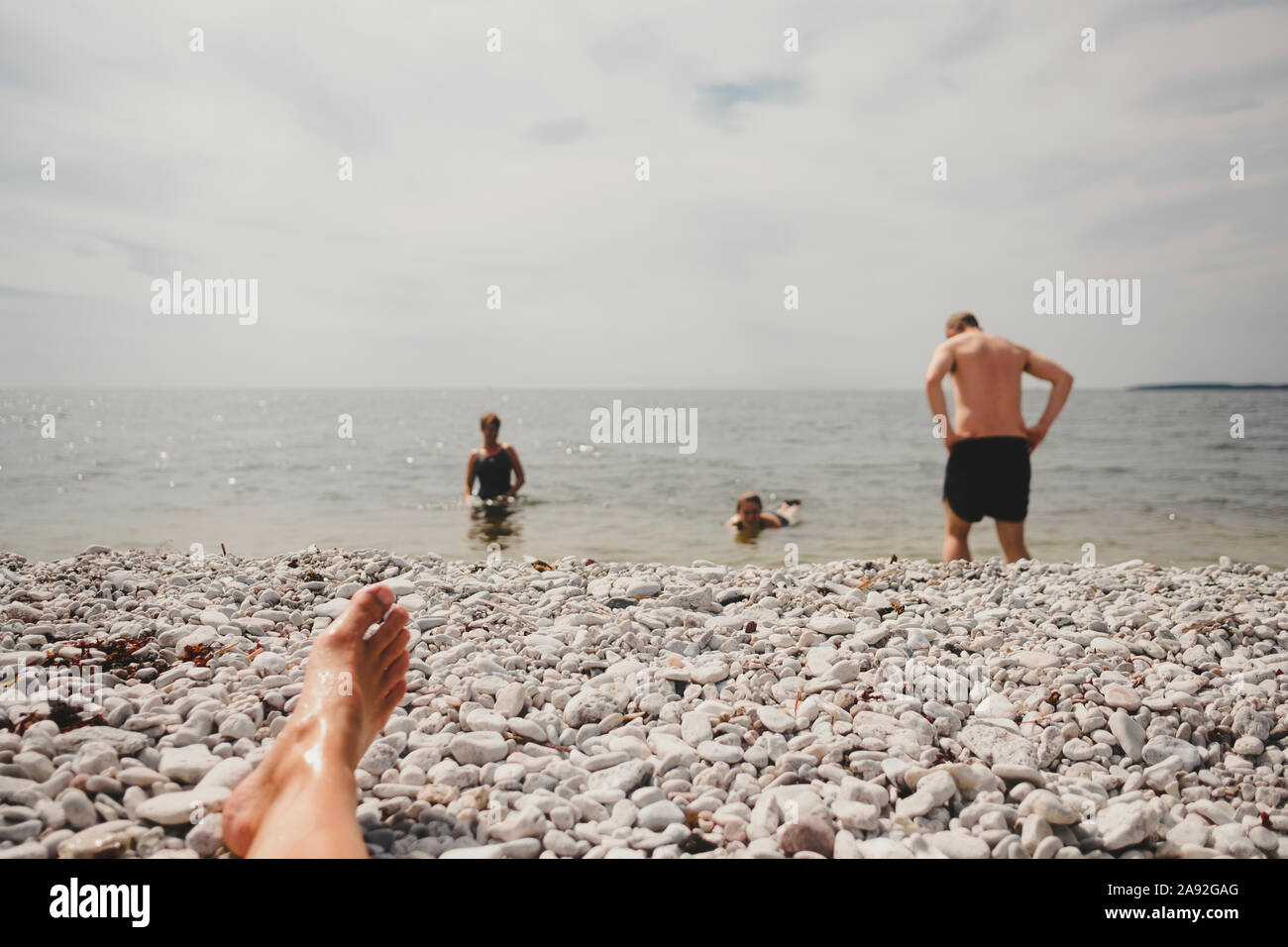 Menschen auf See Stockfoto