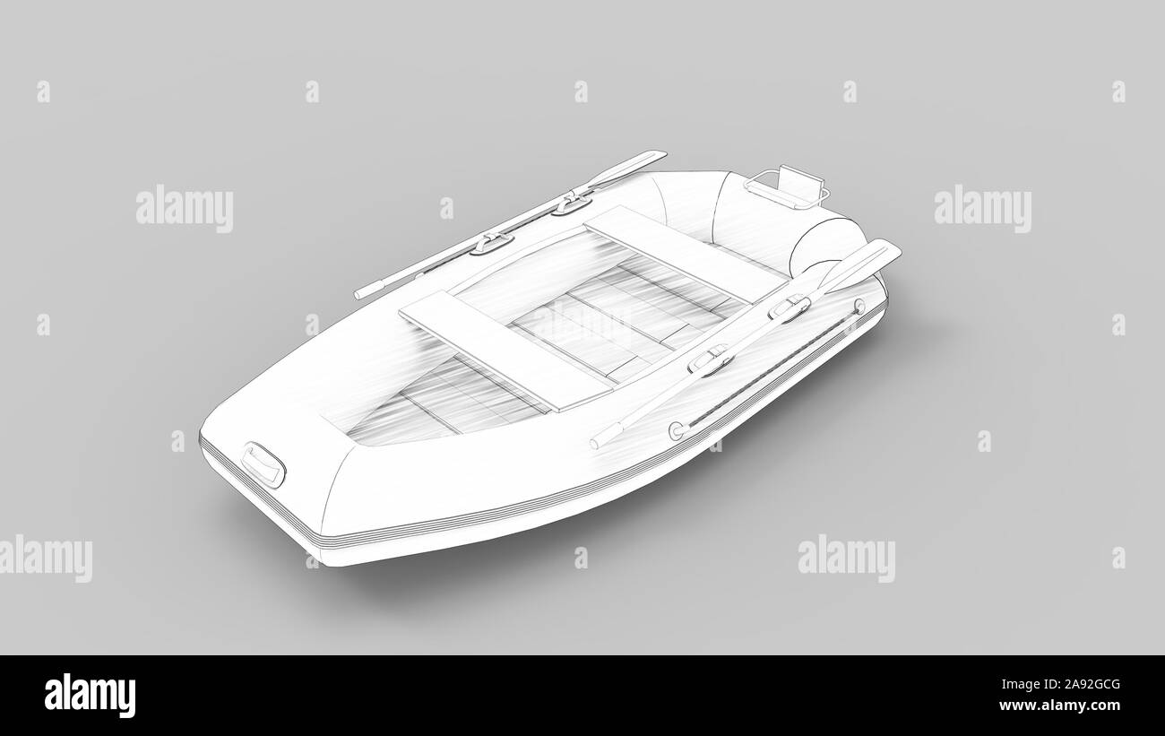 3D-Rendering eines Schlauchbootes im Studio Hintergrund isoliert Stockfoto