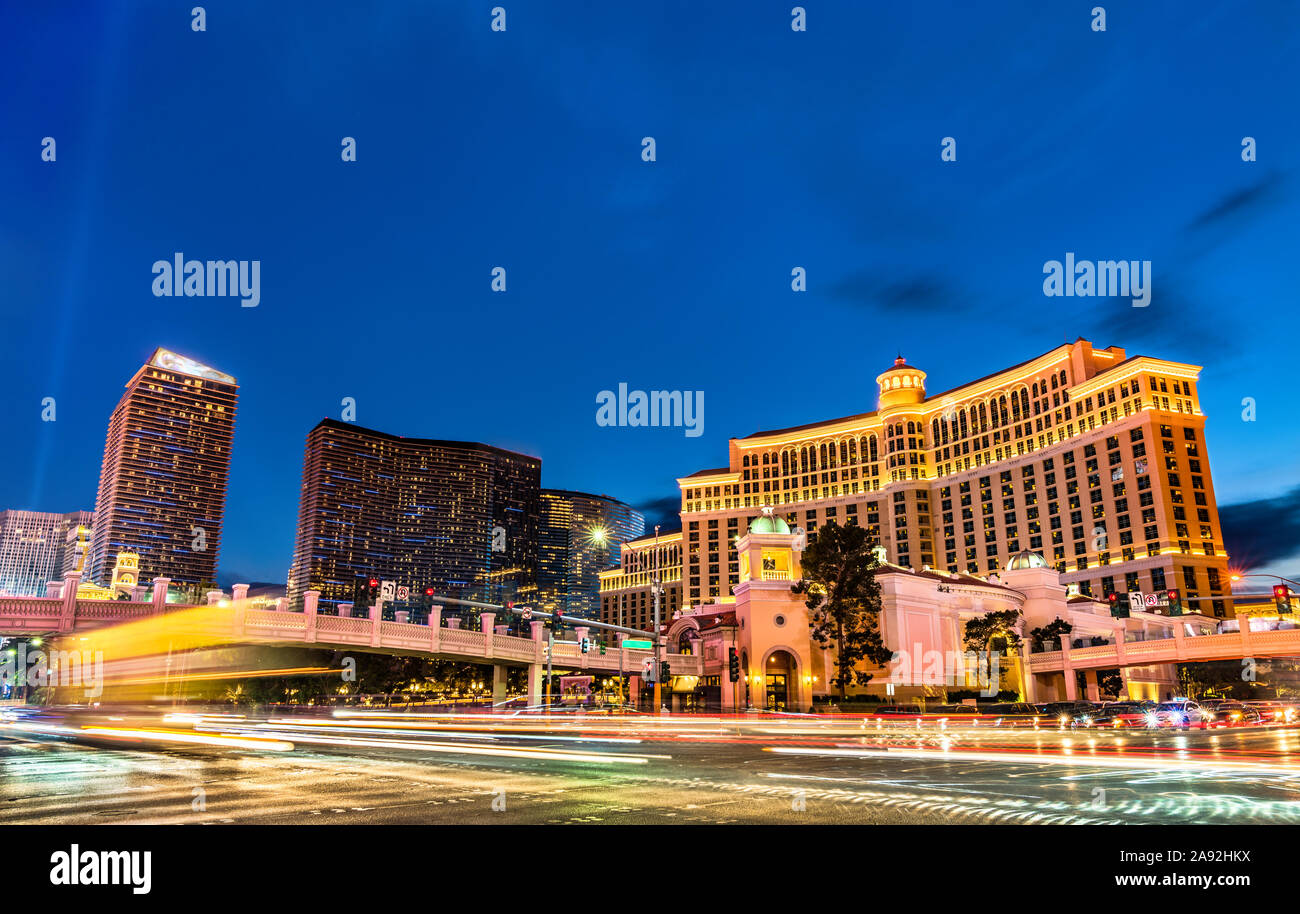 Schnittpunkt der Las Vegas Strip und Flamingo Road Stockfoto