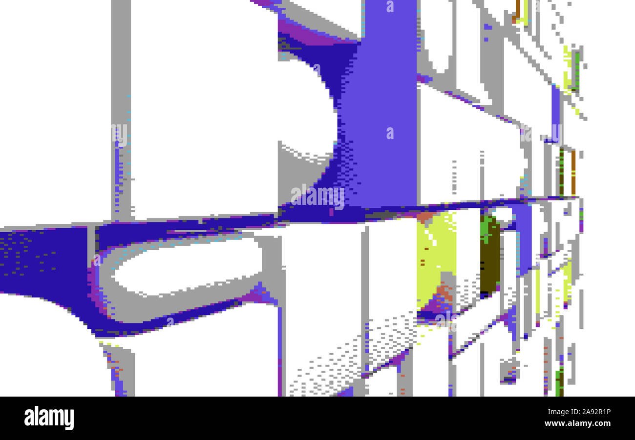 Zusammenfassung Hintergrund mit Retro 80s 8 bit gestalteten Pixel 3D-Formen Stockfoto