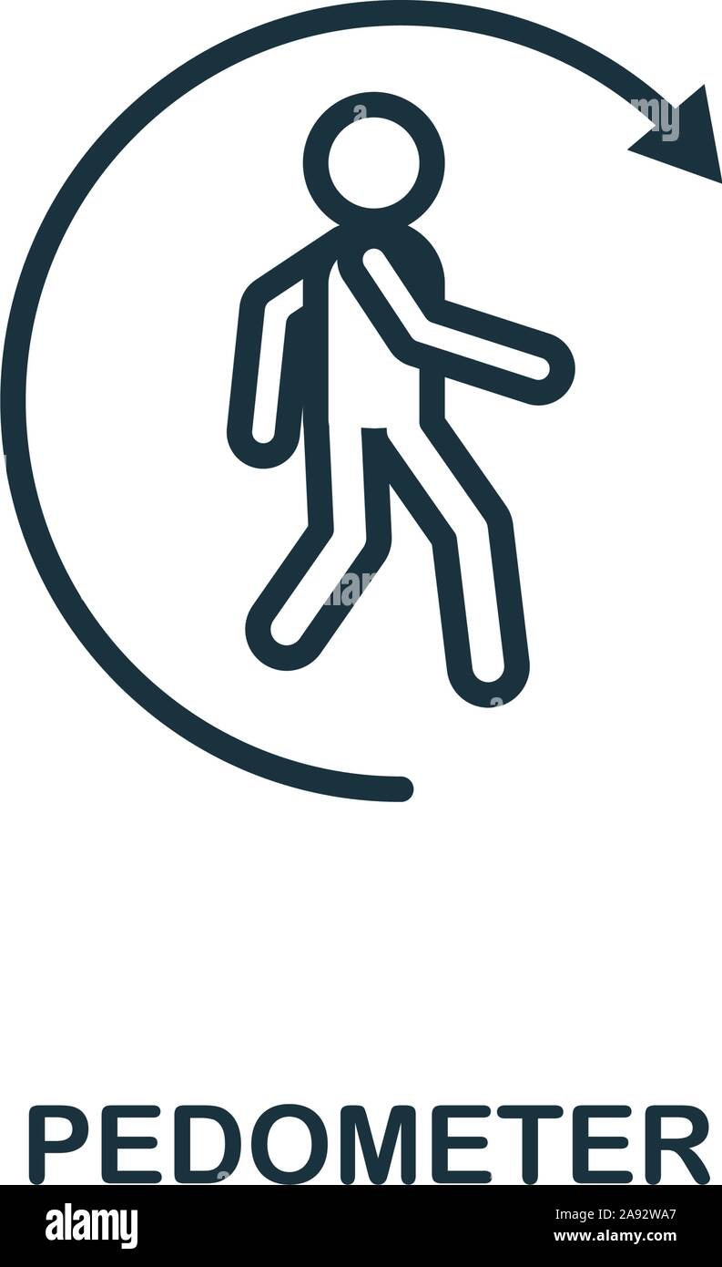 Schrittzähler Symbol Umrisse Stil. Dünne Linie kreative Schrittzähler Symbol für Logo, Grafik Design und mehr Stock Vektor