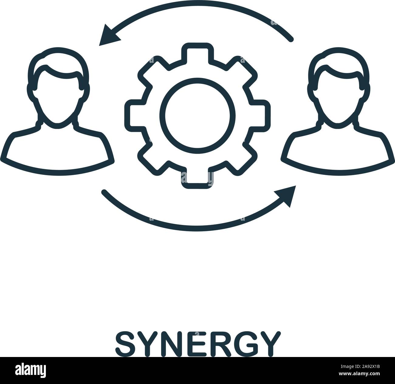 Synergy Symbol Umrisse Stil. Dünne Linie kreative Synergien Symbol für  Logo, Grafik Design und mehr Stock-Vektorgrafik - Alamy