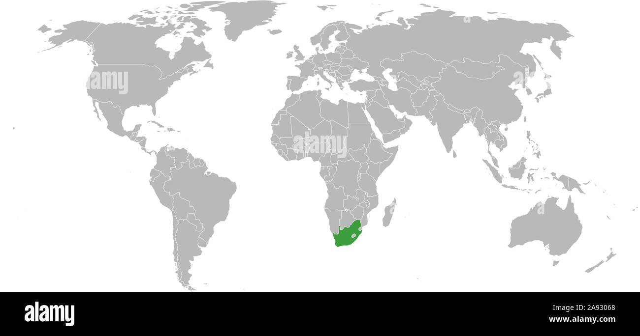 Südafrika Grün Farbe auf Weltkarte Vector Illustration. Stock Vektor