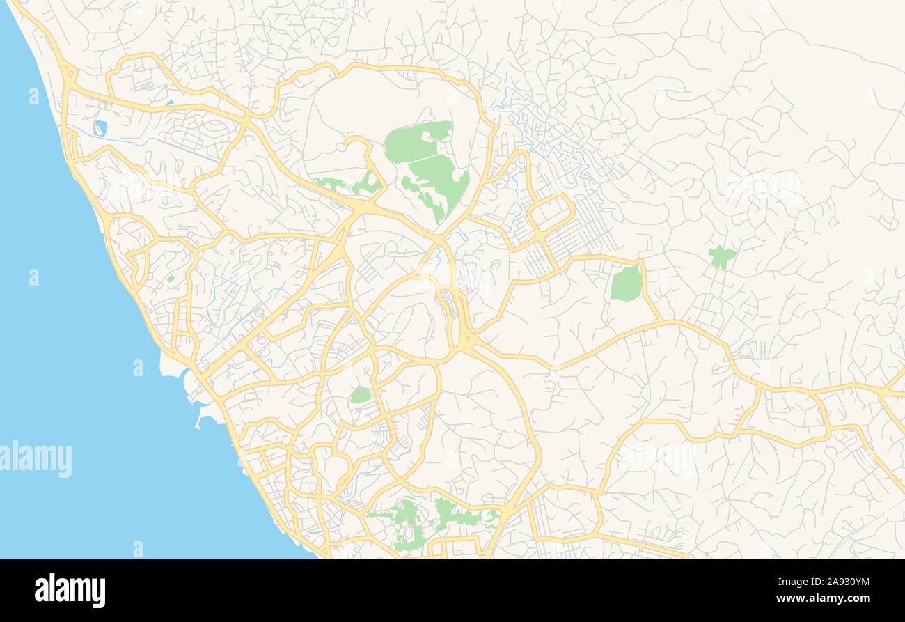 Druckbare Karte von Libreville, Gabun. Karte Vorlage für die geschäftliche Nutzung. Stock Vektor