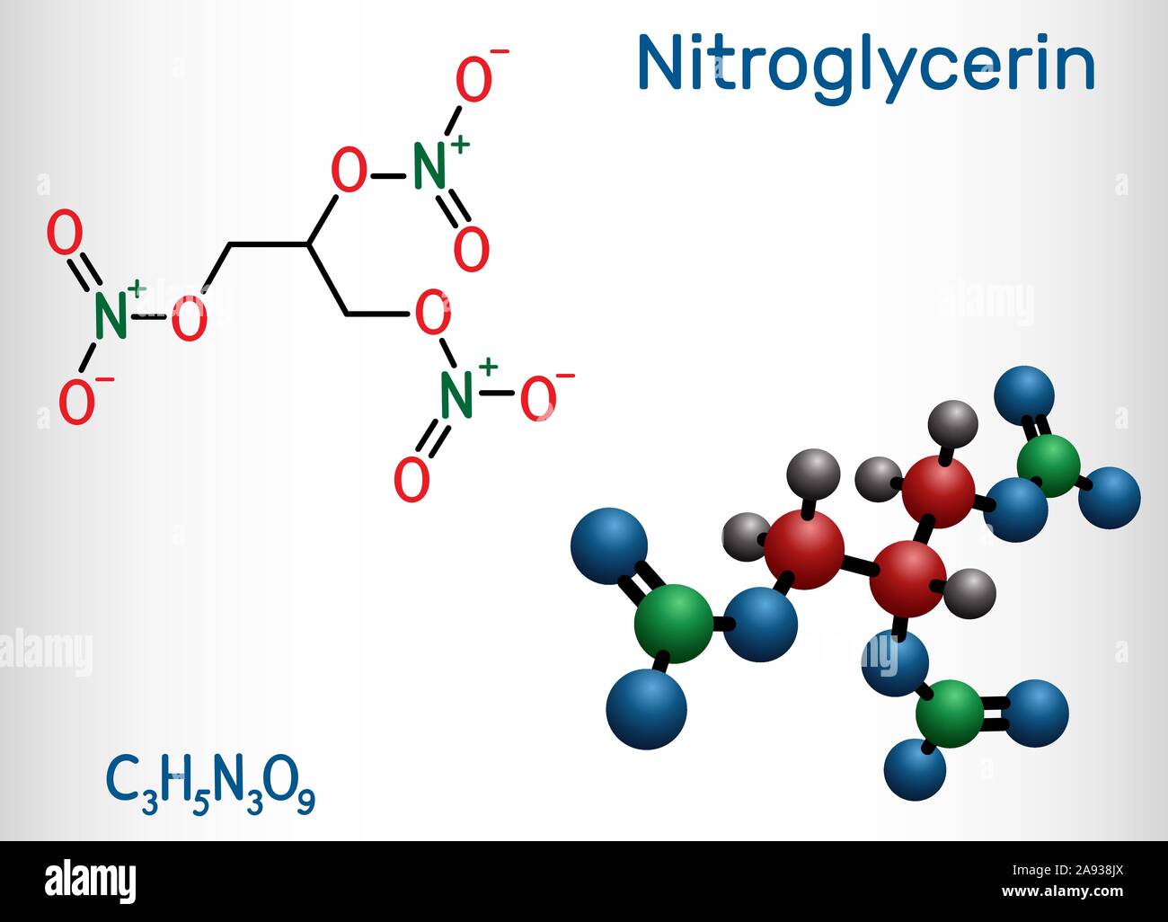 Nitroglyzerin, Glyceryl trinitrate, Nitro Molekül, ist Droge und