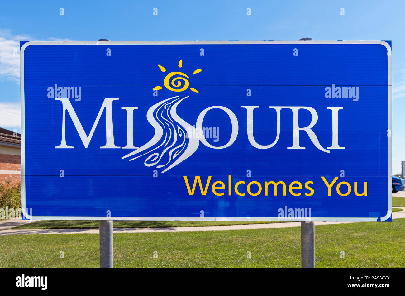 Nach Missouri Willkommen anmelden, USA Stockfoto