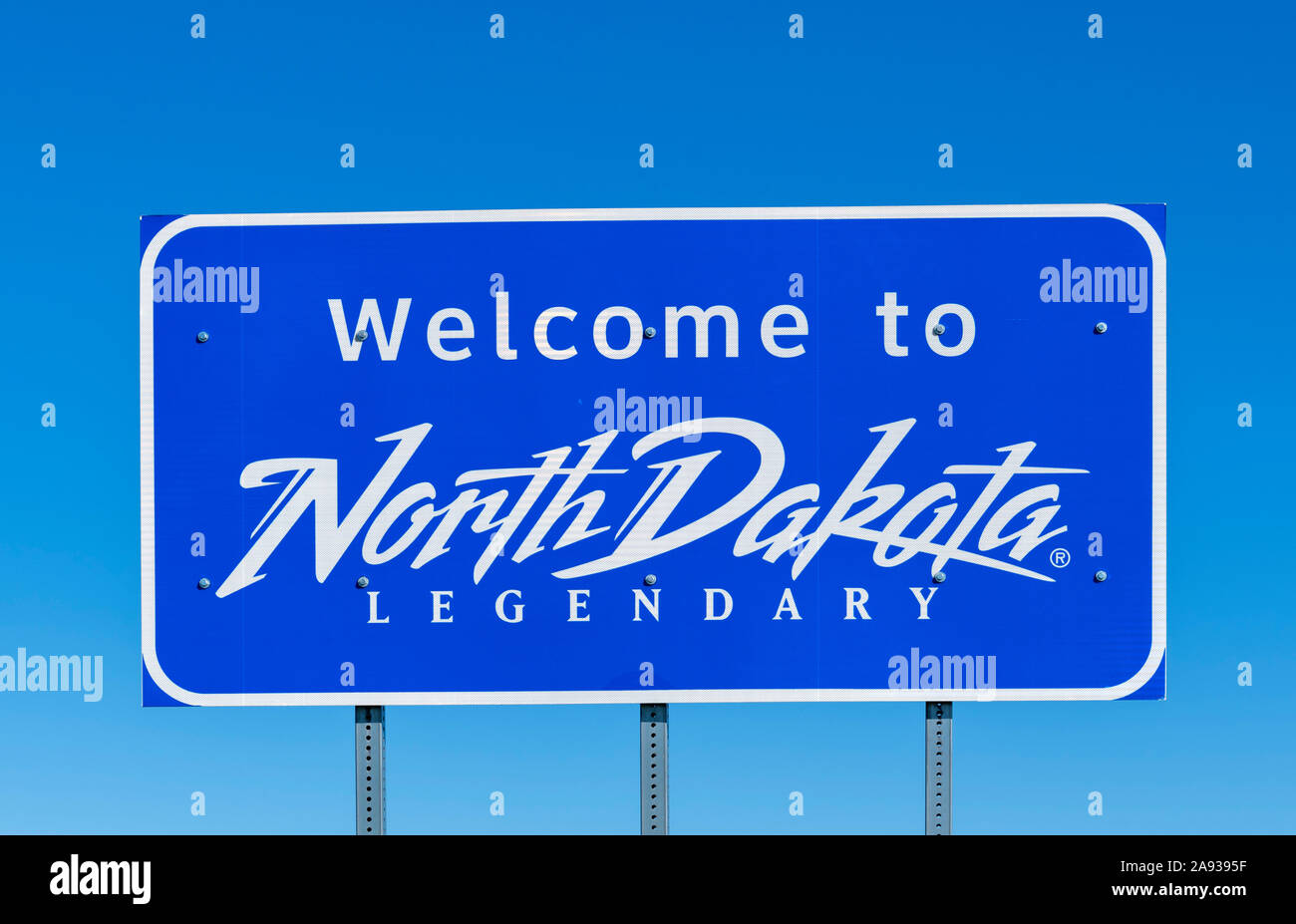Zu North Dakota Willkommen anmelden, USA Stockfoto