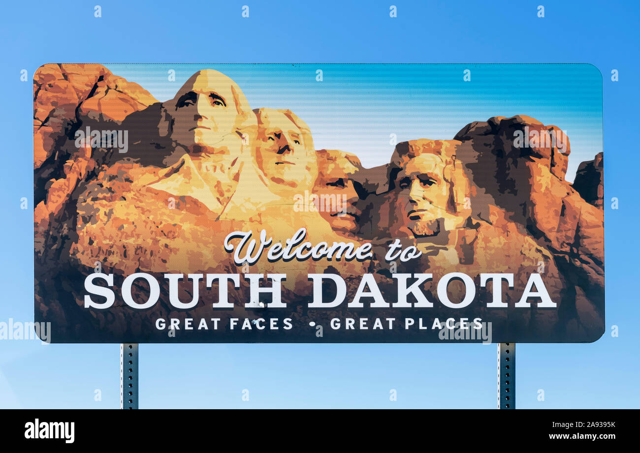 Zu South Dakota Willkommen anmelden, USA Stockfoto