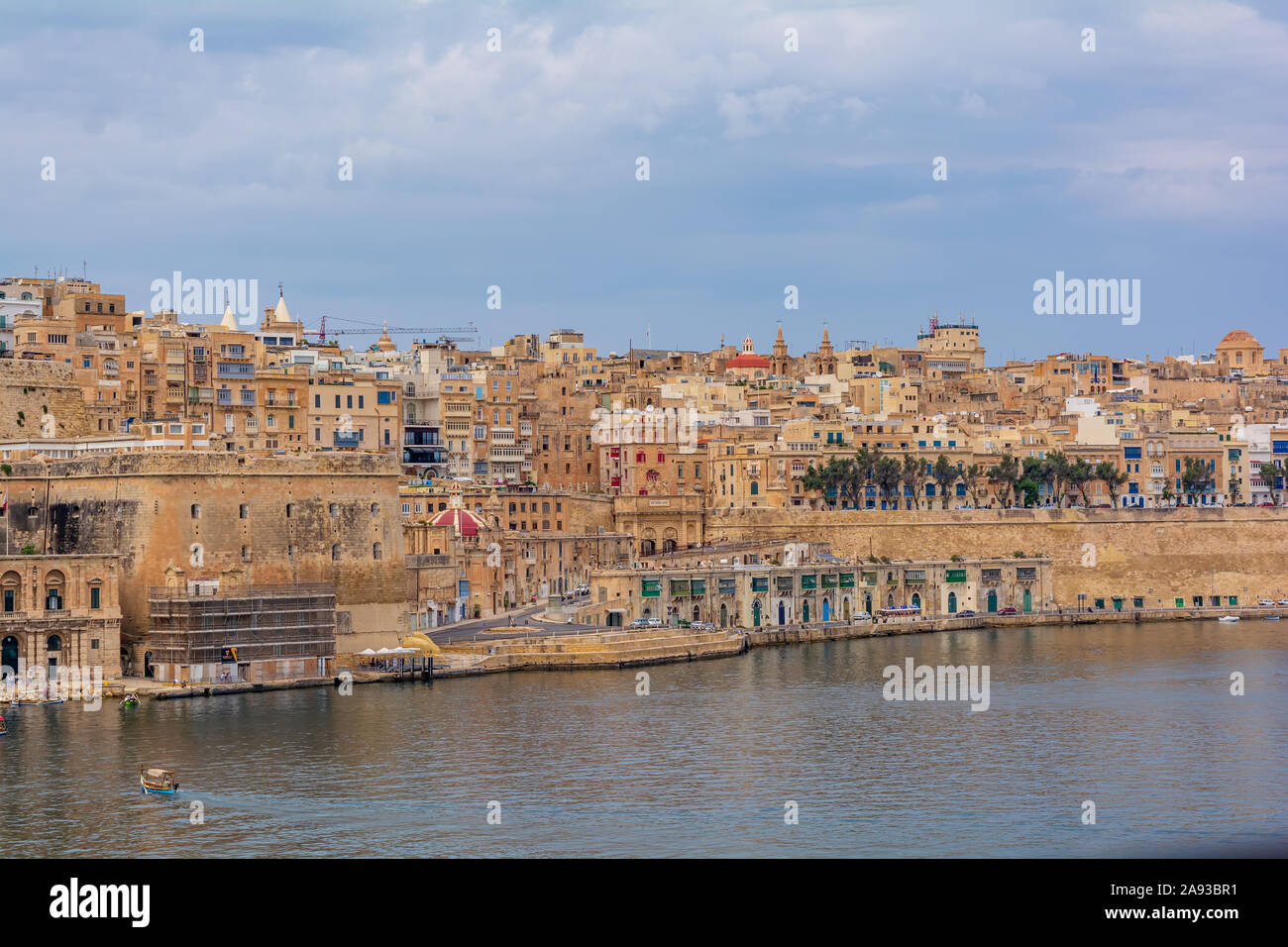 Herrlichen Blick auf Valletta von senglea Gardjola Gärten. Stockfoto