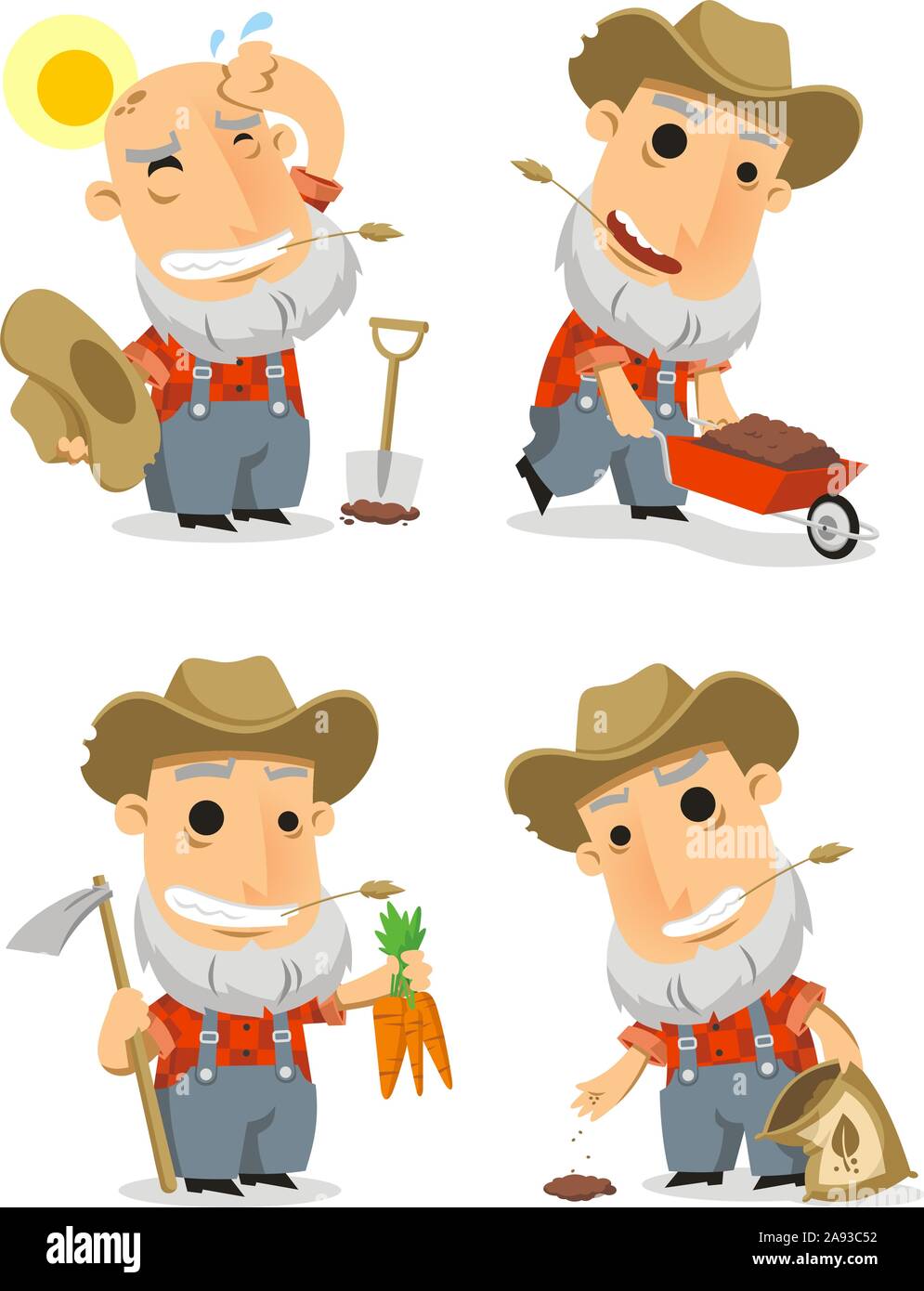 Cartoon farmer Set Vector Illustration Stock Vektor