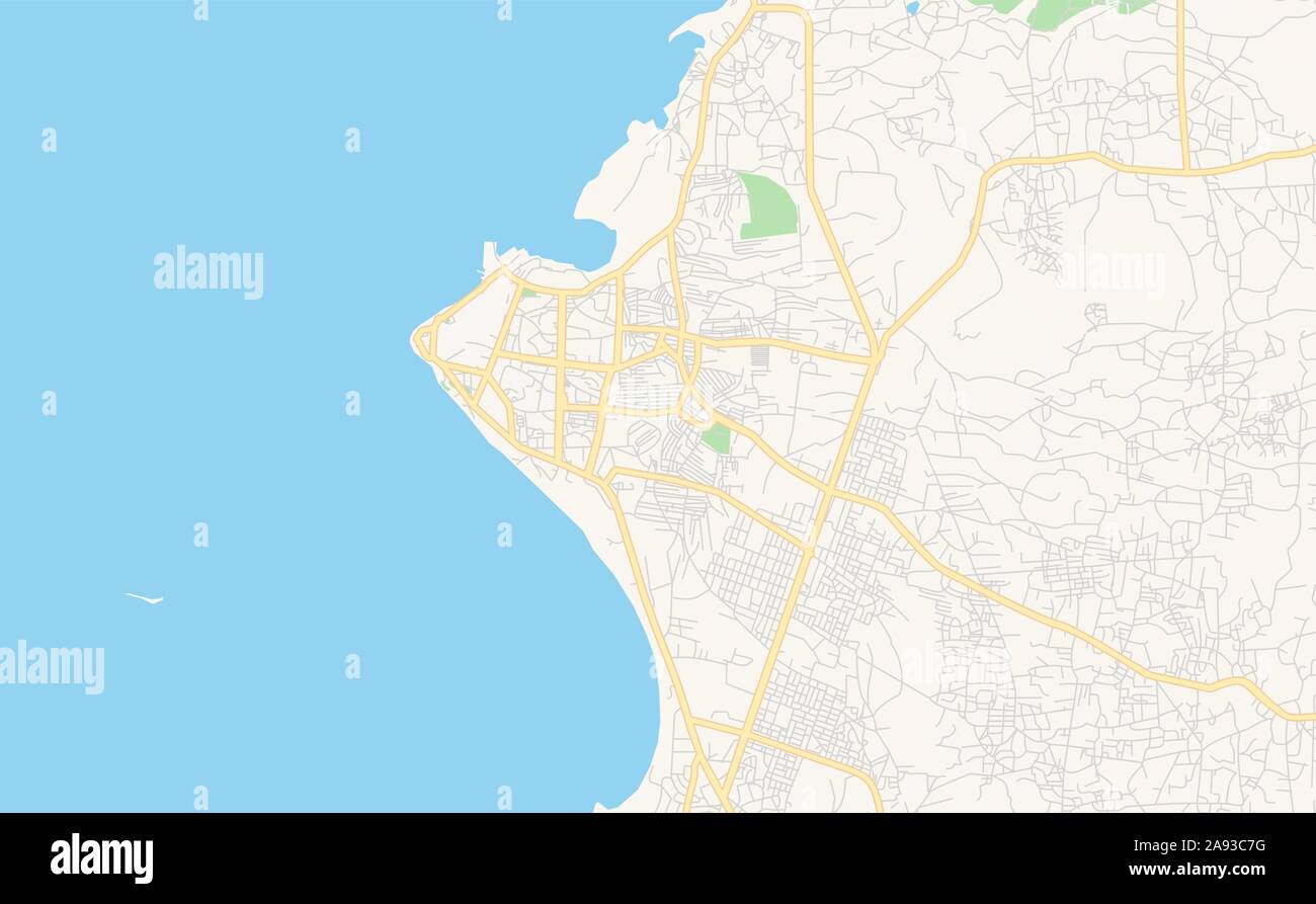 Druckbare Karte von Sansibar, Tansania. Karte Vorlage für die geschäftliche Nutzung. Stock Vektor